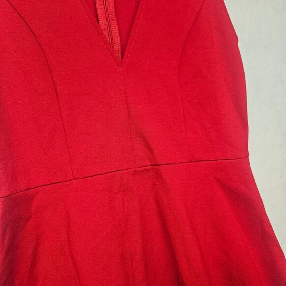 Lulu's Red V-neck Skater Dress - Picture 2 of 7